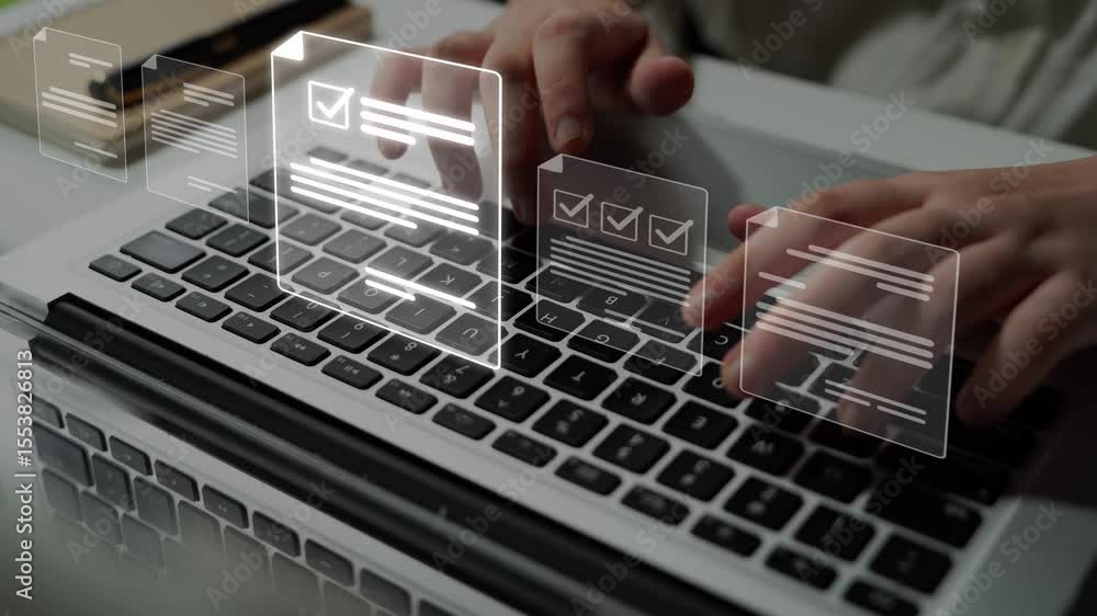 Poster online document management, cloud-based document access, secure digital file storage, paperless docu
