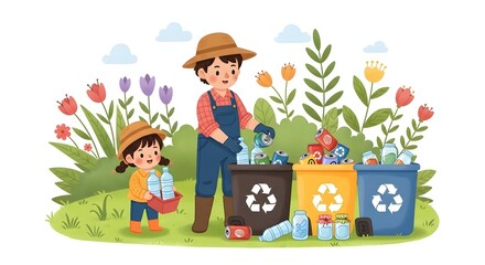 Kids Recycling A Colorful Illustration of Environmental Conservation and Sustainable Practices for Children