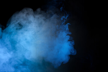 Blue and pink steam on a black background.