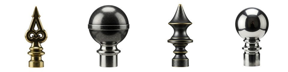 Decorative metal finials in various designs and finishes  