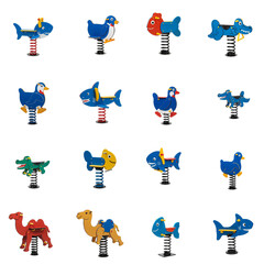 Colorful spring riders in various animal designs for playgrounds  