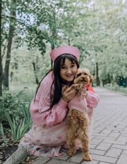Pink summer mood of a girl with sincere emotions