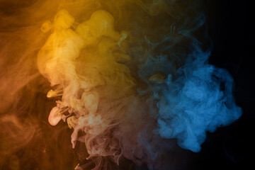Blue and pink steam on a black background.