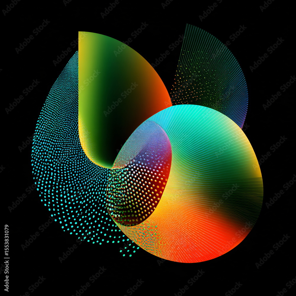 Fototapete abstract generative art with vibrant gradients, futuristic patterns