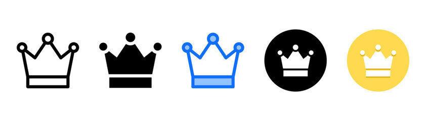 Crown icon set with multiple style collection