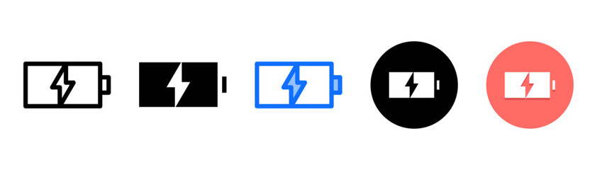 Battery Charge icon set with multiple style collection