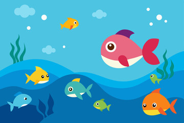 Naklejka premium seamless background with fishes
