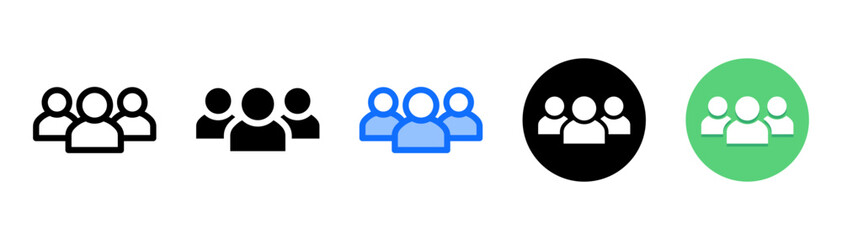 Team icon set with multiple style collection