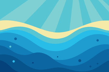 Blue ocean waves pattern for a summer sea water design illustration