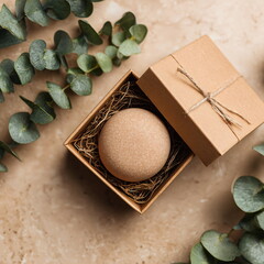 solid shampoo bar with kraft box, sustainable packaging