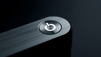 Sleek metallic power button design showcasing modern technology and minimalistic aesthetics.