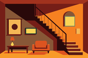 A luxurious living room interior featuring a modern sofa, sleek furniture, a cozy fireplace, and a large window, all illuminated by elegant lamps