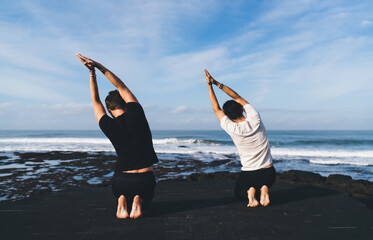 Kneeling side bends by the ocean reflect internal spaciousness and deliberate pause, offering a...