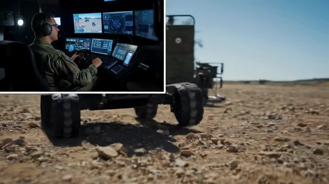Military robot demonstrates advanced capabilities during field exercises in desert environment