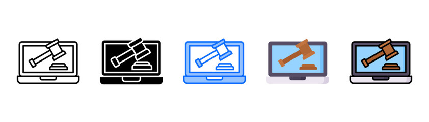 Online Auction icon set with multiple style collection