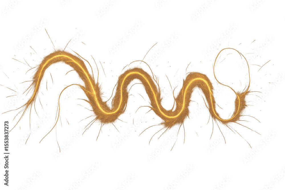 Poster wavy golden light trails creating a mesmerizing effect with sparkling sparks on a transparent backgr