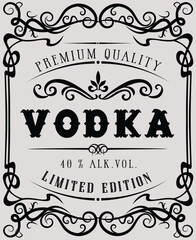 vector image of vintage vodka bottle label