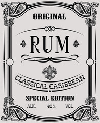 vector image of vintage rum bottle label