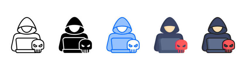 Botnets icon set with multiple style collection