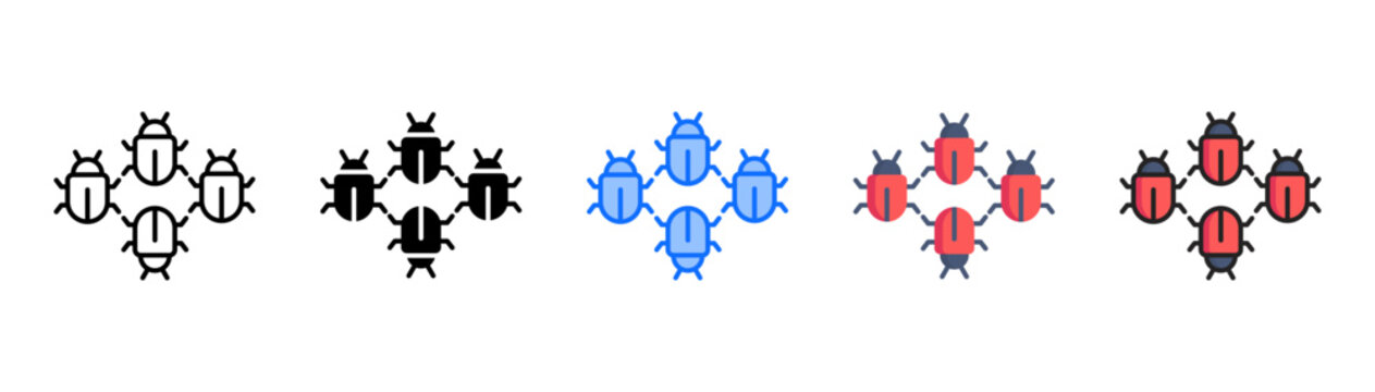 Polymorphic Malware icon set with multiple style collection