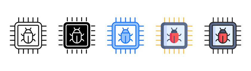 Firmware Malware icon set with multiple style collection