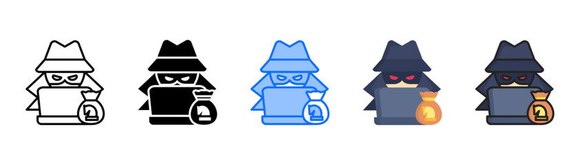 Stealer Trojans icon set with multiple style collection