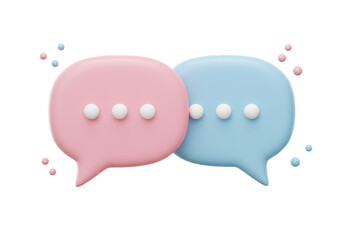 Isolated Pink and Blue Speech Bubbles for Intergender Communication