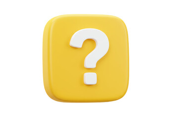 Isolated Yellow Question Mark Button for Inquiry