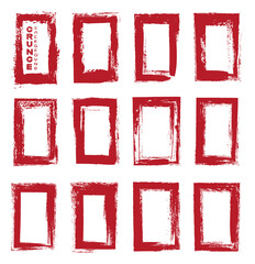 Set of red grunge frame