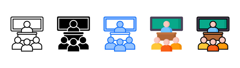 Lecture icon set with multiple style collection