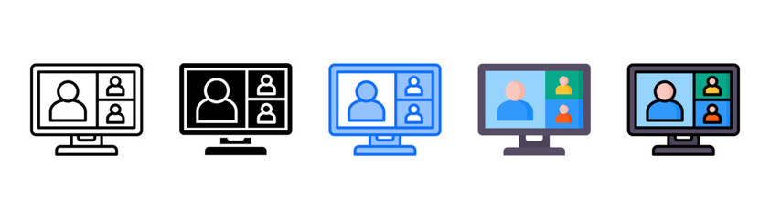 Virtual Class icon set with multiple style collection
