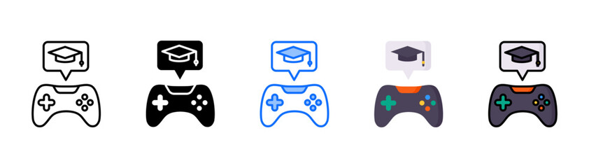 Gamification icon set with multiple style collection