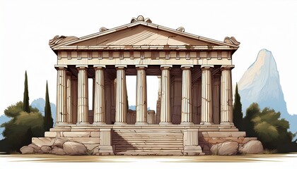 Obraz premium ancient greek temple on a white background isolated background