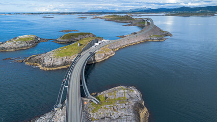 Atlantic Road View with Campers and Curving Bridge