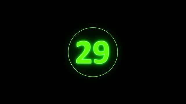 Real-Time Countdown Animation from 35 to 0 Seconds. green Circular Timer on Transparent Background, Ideal for Workout Videos, Mobile Apps, Sports Training, and Motion Design Projects