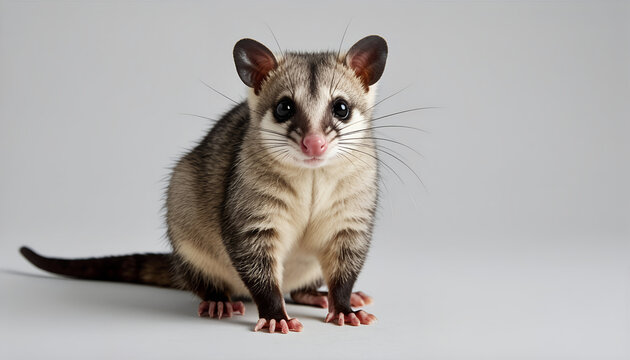 Adorable Young Mouse Opossum on Plain Background