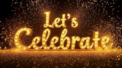 Let's celebrate with sparkling golden lights and shimmering particles on a dark background for festive events. - Powered by Adobe