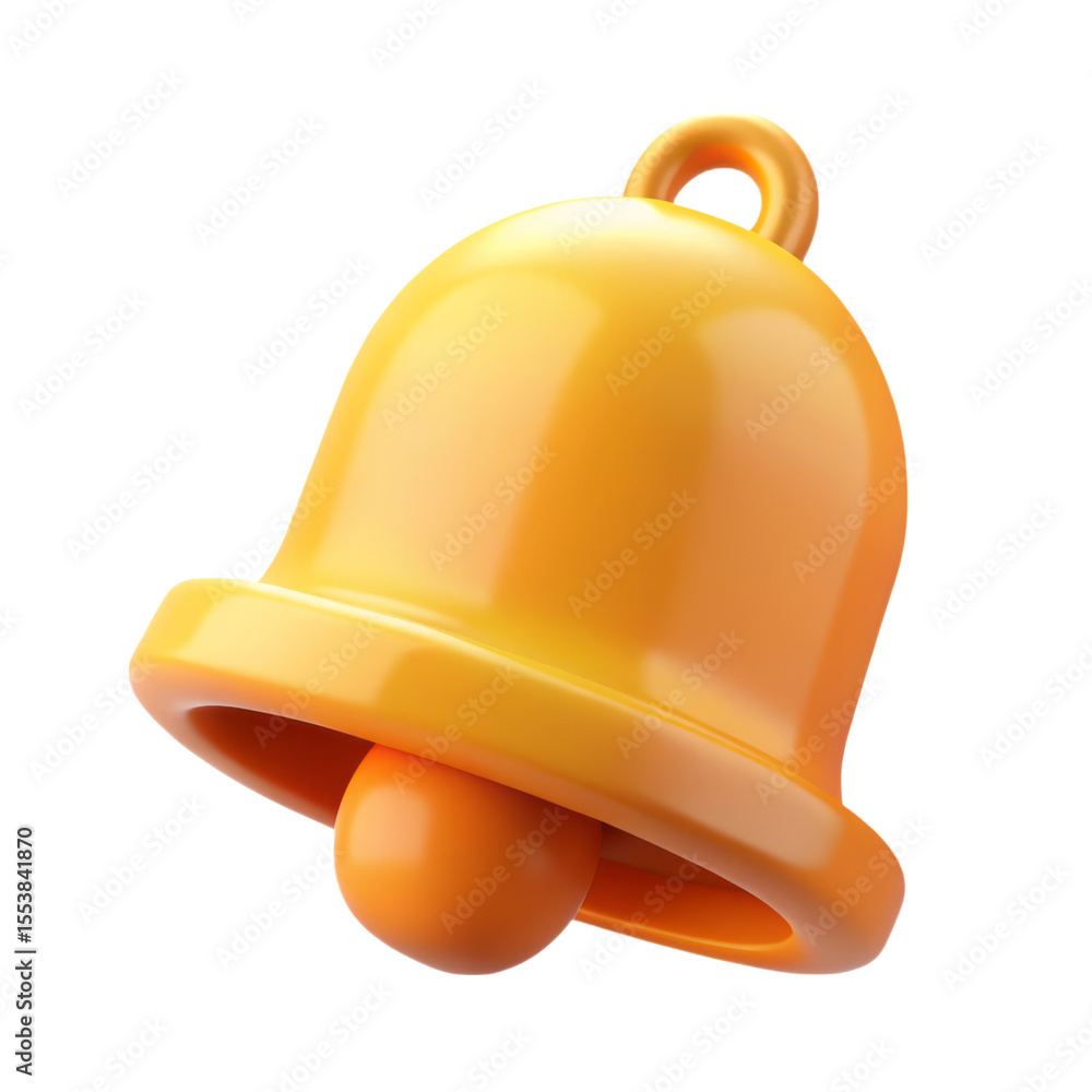 Poster 3d rendering icon of an orange bell isolated on white background on background notification alert ic