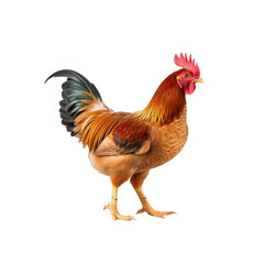 Fototapeta premium Majestic Rooster A Vibrant Image of a Farm Animal, showcasing its detailed plumage, proud stance, and rich colors. Perfect for agricultural, poultry, or rural themed projects.
