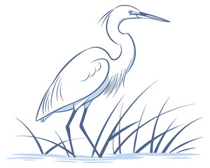 Obraz premium Egret Bird Illustration on White Background