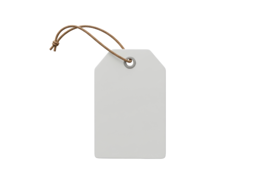 Isolated Blank White Tag with String