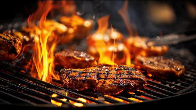 National BBQ Month graphic featuring a hot grill