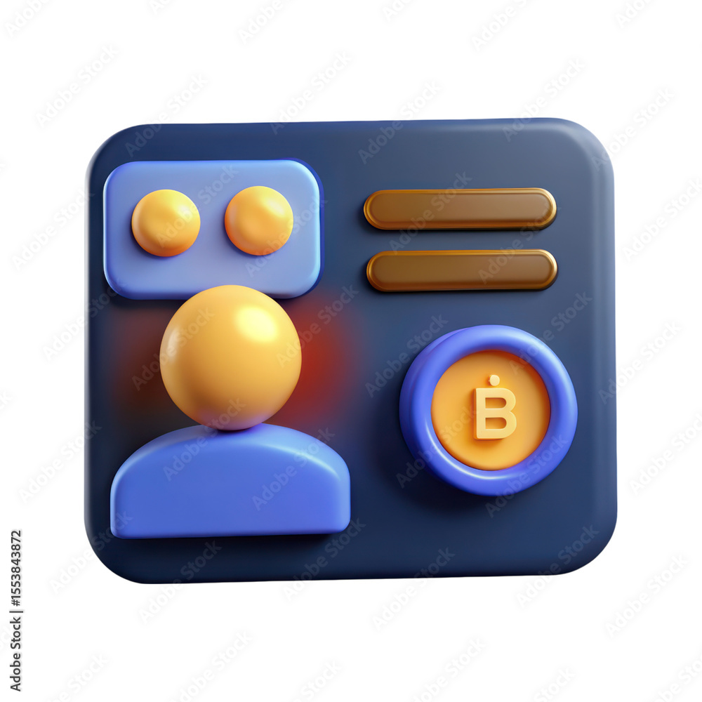 Poster stylish 3d rendering identity card icon featuring profile details isolated on background for profess