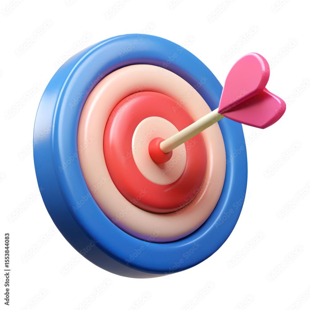 Poster target practice 3d rendering icon solated on white background focus on achieving goals and precision
