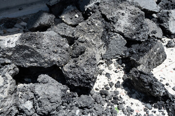 Pile of Broken Asphalt Pavement Debris