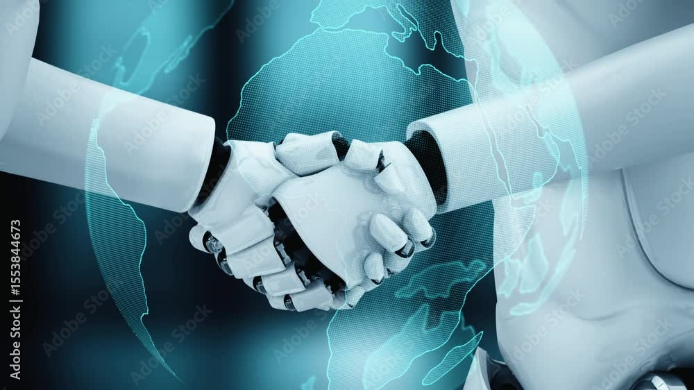Poster future financial technology controll by ai robot huminoid uses machine learning and artificial intel