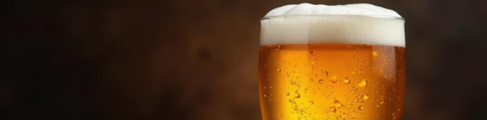 Beer with thick bubble froth served in a glass, drink, creamy