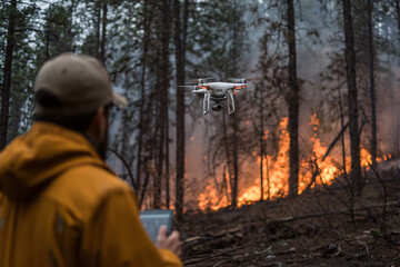 Fototapeta premium Forest fire detection using drone with artificial intelligence 