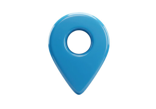 Isolated Glossy Blue Map Pointer Marking Location and Navigation