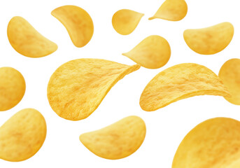Isolated Assortment of Crunchy Potato Chips